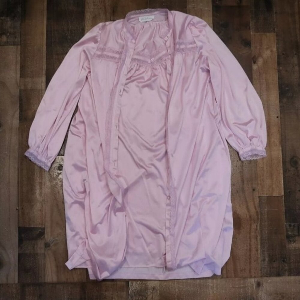 ILGWU Ladies Union Made Miss Elaine Womans Small Nightgown w/Robe Negligee